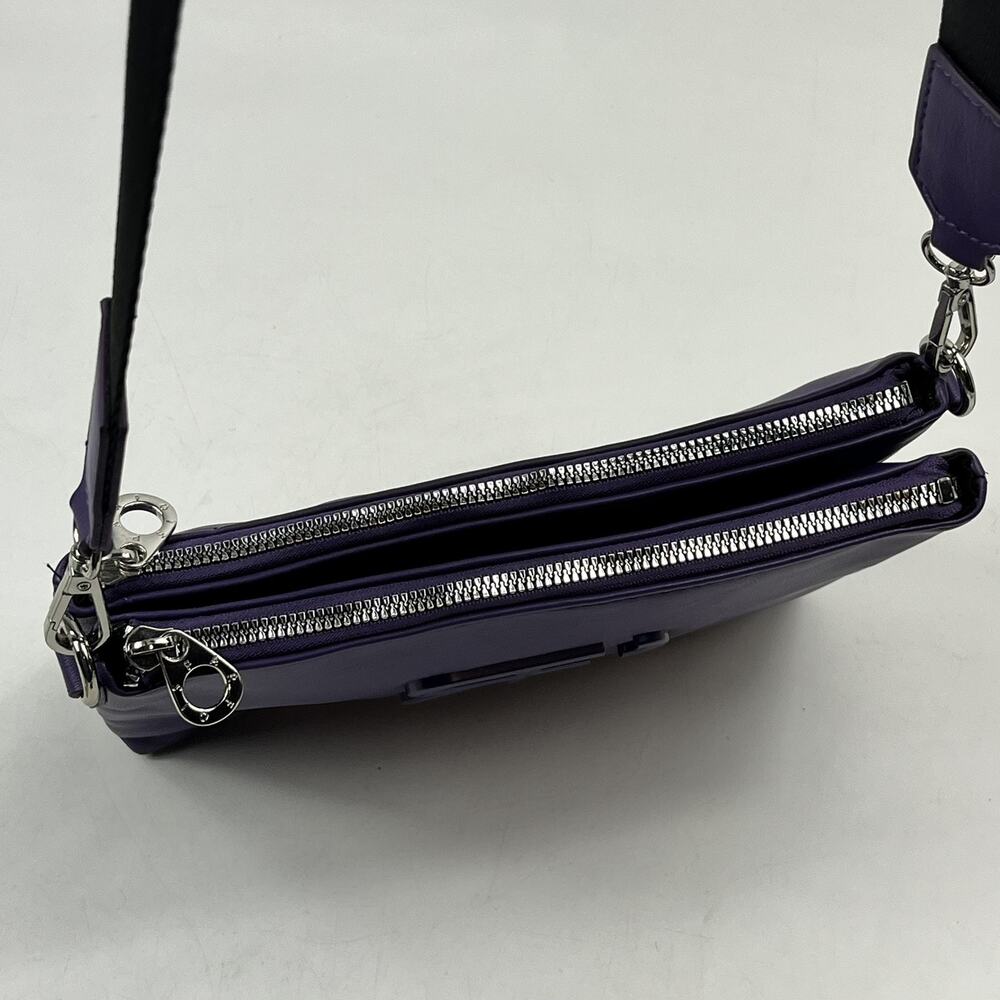 Parfois Womens Crossbody Bag Purse Purple Plum Double Zip Adjustable Strap - Picture 3 of 15